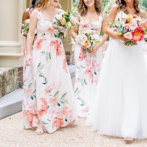 Floral maxi dress- Floral Bridesmaid dress- Pink Bridesmaid Dress